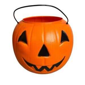 Vintage General Foam Plastics Halloween Pumpkin Bucket Pail Jack O Lantern USA